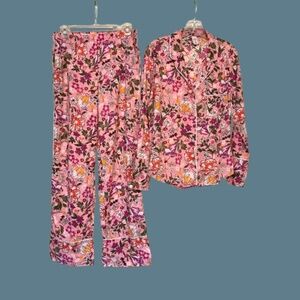 EUC Victoria's Secret 2-Piece Pink Floral Lightweight Pajama Set‎ Size SMALL